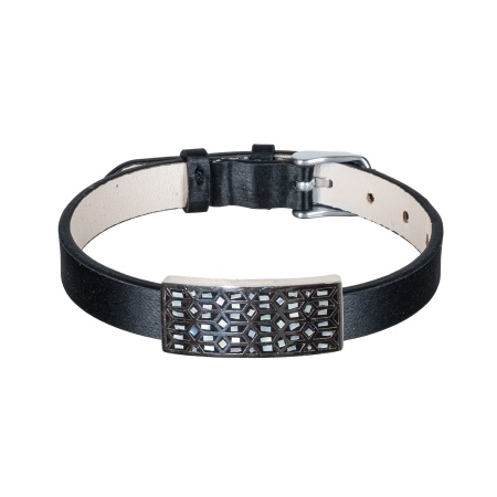 Браслет Fiore Luna, на кожаном черном ремешке, CB03209-2A S
